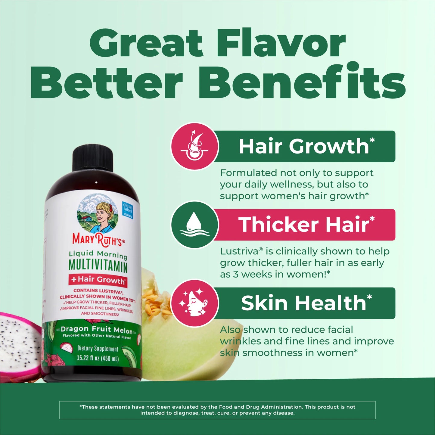 Liquid Morning Multivitamin + Hair Growth（Dragon Fruit Melon）