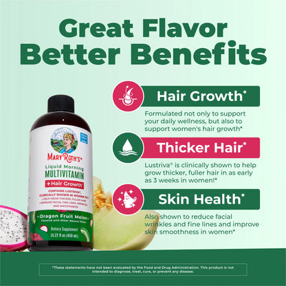 Liquid Morning Multivitamin + Hair Growth（Dragon Fruit Melon）